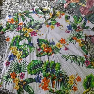 Mens Button Down Ralph Lauren Tropical Short Sleeve Shirt,XL